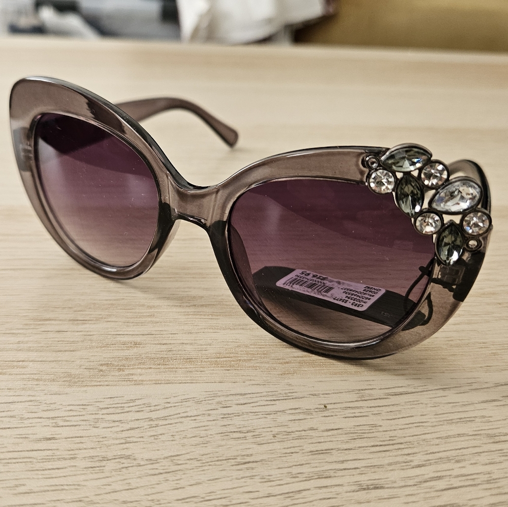 Lane Bryant Elegant Silver Sunglasses with Crystal Accents